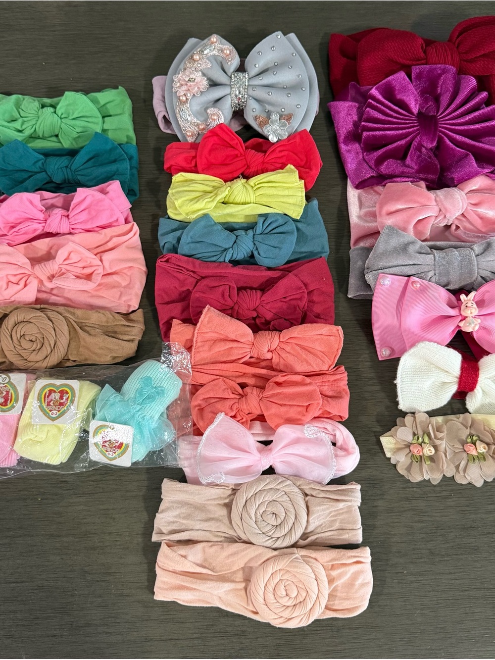 Mixed Color Kids Headband and Bow Set - Multi-Color Pack